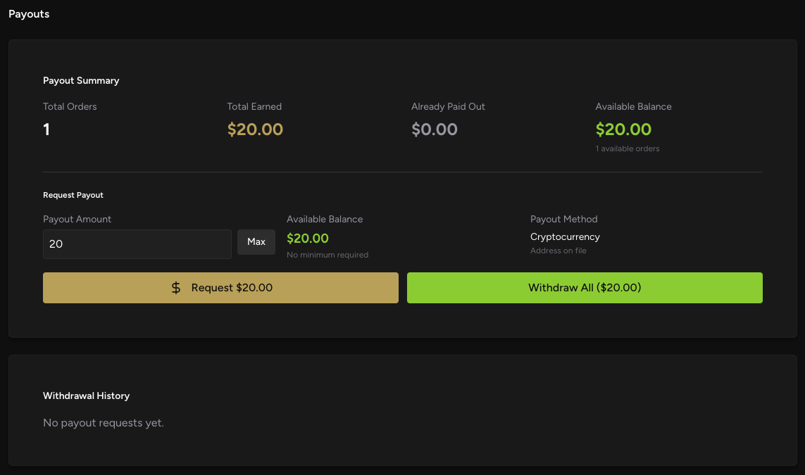 Payouts Dashboard