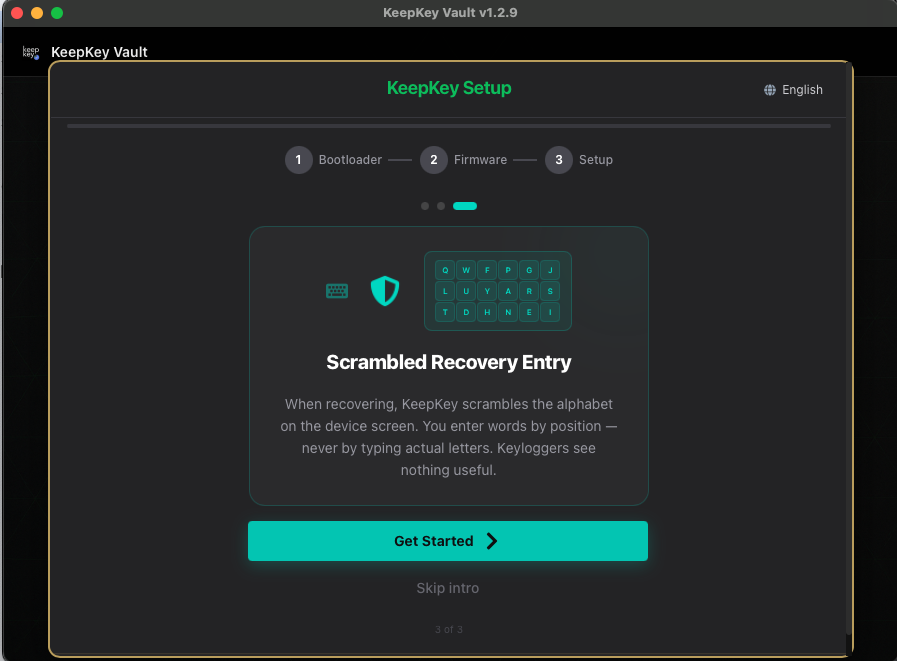 Recovery Wallet length selector — 12, 18, or 24 words