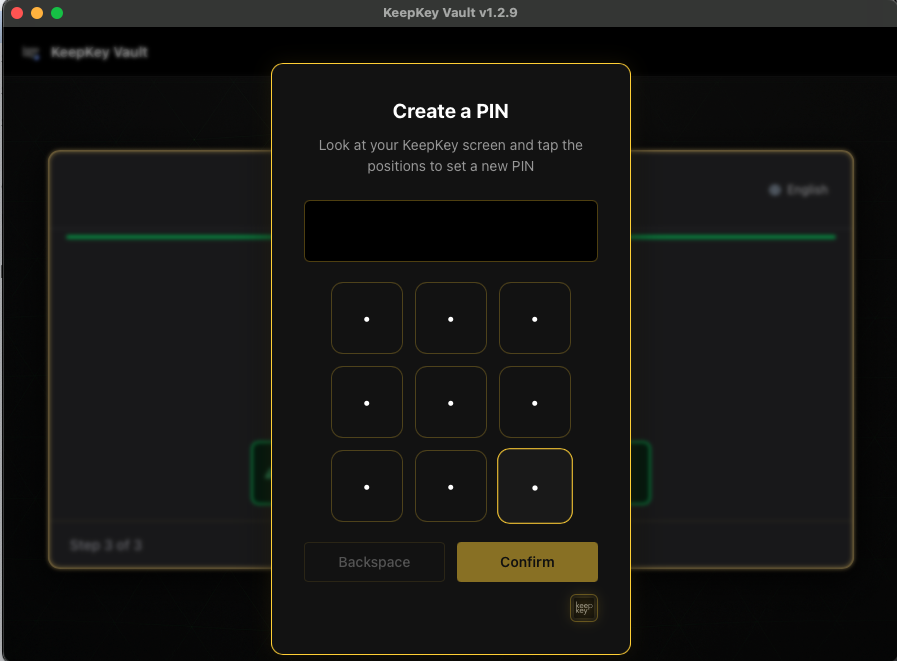 Scrambled PIN grid on Vault Desktop