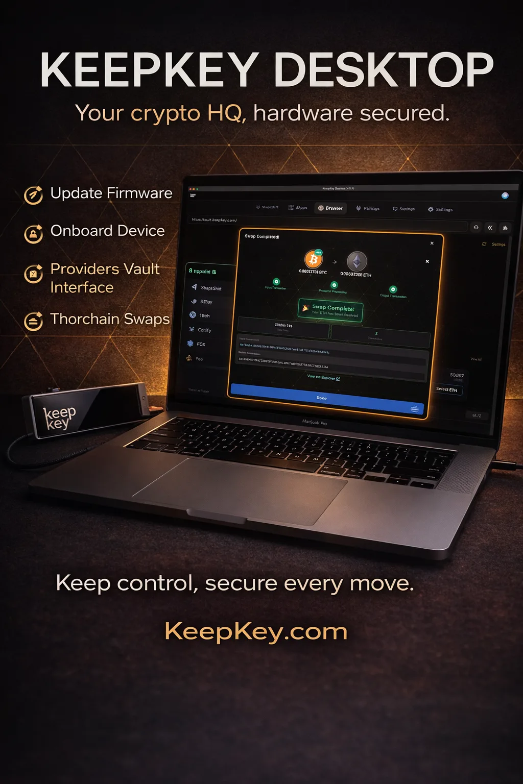 KeepKey Desktop onboarding and portfolio interface preview